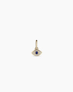 Diamond and Blue Sapphire Evil Eye Charm || option::14K Solid Gold