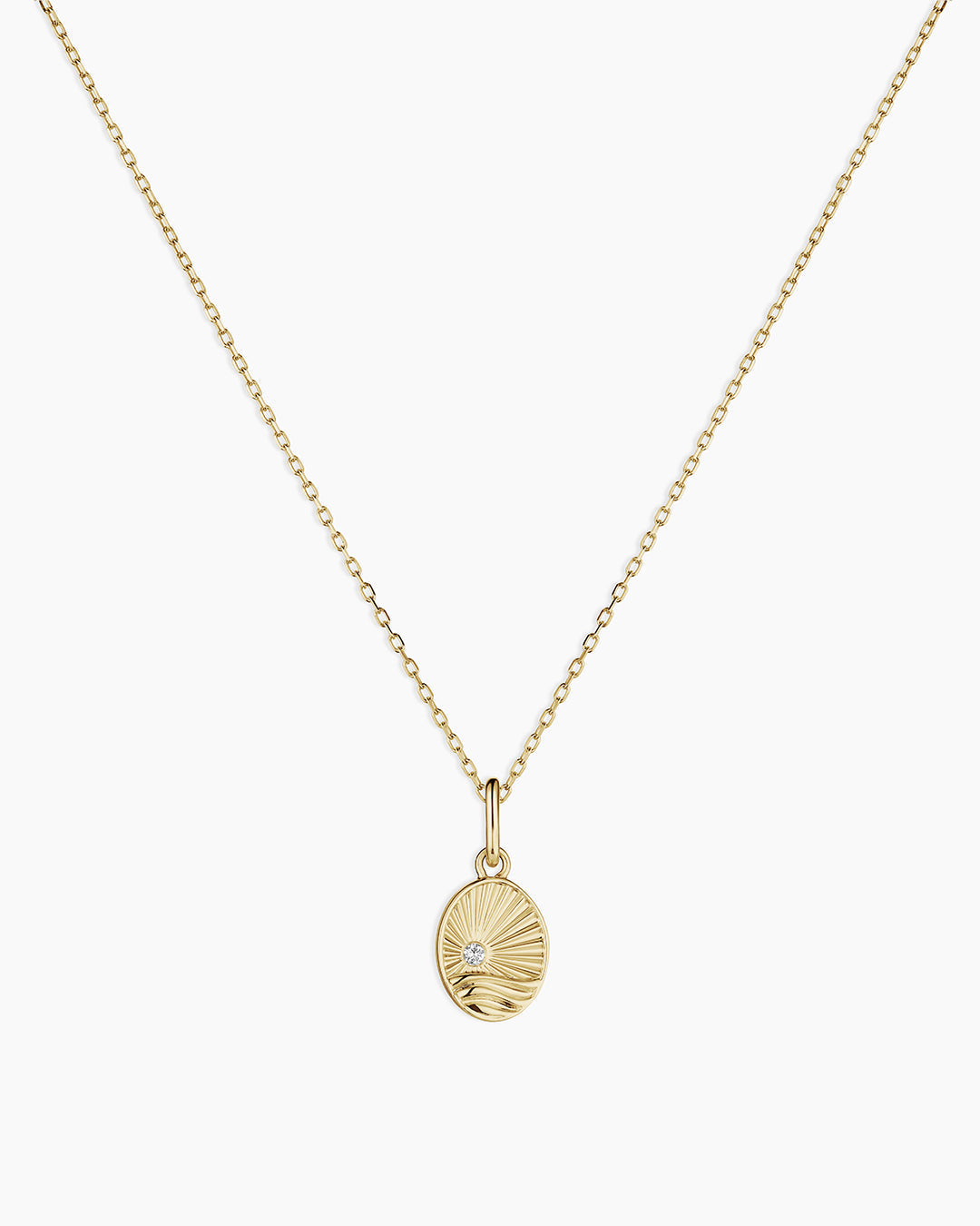 Diamond Beach Charm Necklace || option::14K Solid Gold