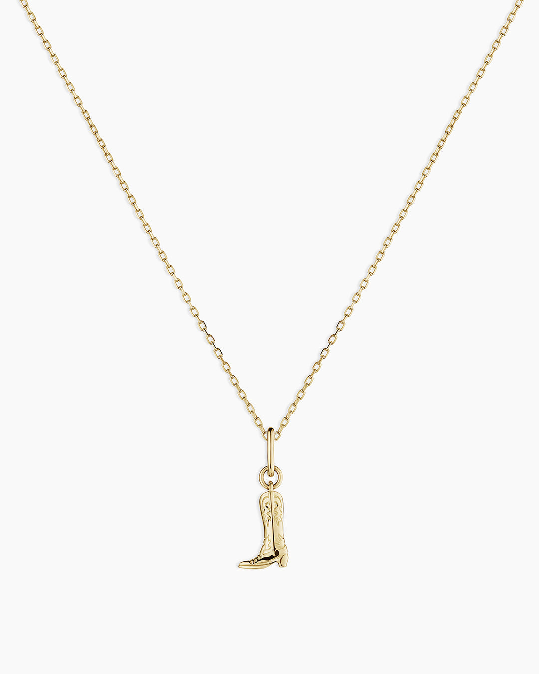 14K Gold Cowboy Boot Charm Necklace || option::14K Solid Gold