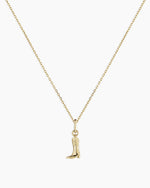 14K Gold Cowboy Boot Charm Necklace || option::14K Solid Gold