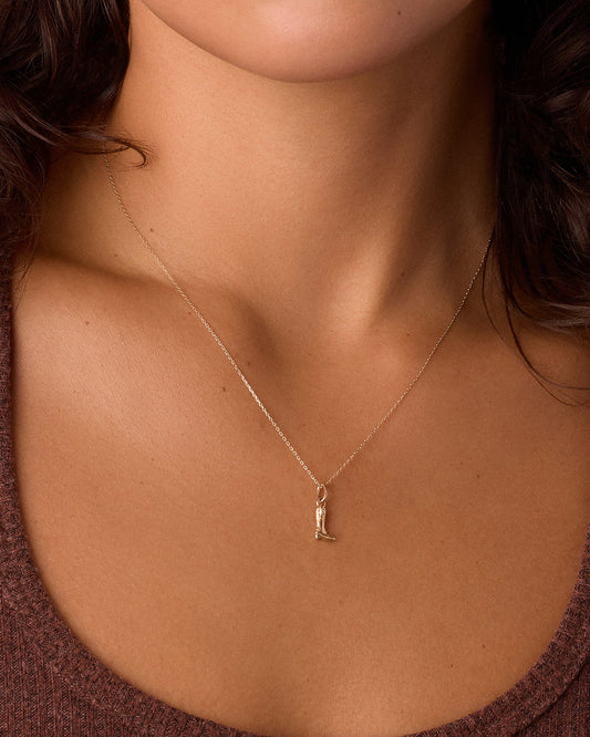14K Gold Cowboy Boot Charm Necklace || option::14K Solid Gold