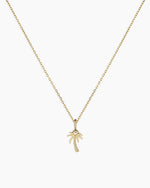 14K Gold Palm Charm Necklace || option::14K Solid Gold
