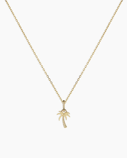 14K Gold Palm Charm Necklace || option::14K Solid Gold