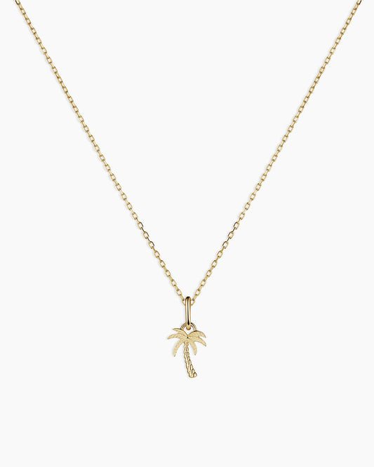 14K Gold Palm Charm Necklace || option::14K Solid Gold