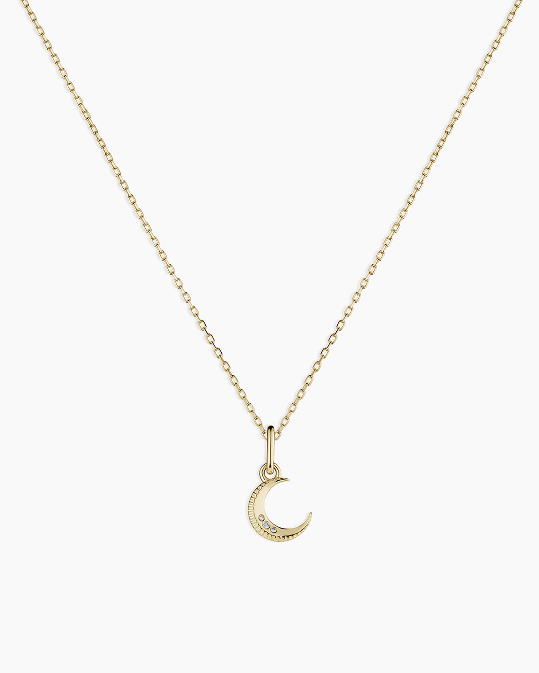 Diamond Crescent Charm Necklace || option::14K Solid Gold
