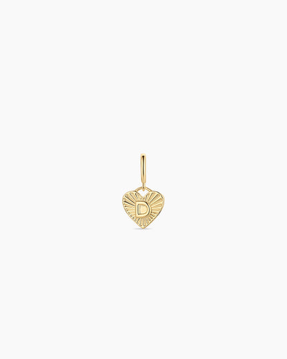 Vintage Heart Alphabet Parker Charm - D || option::18K Gold Plated, D