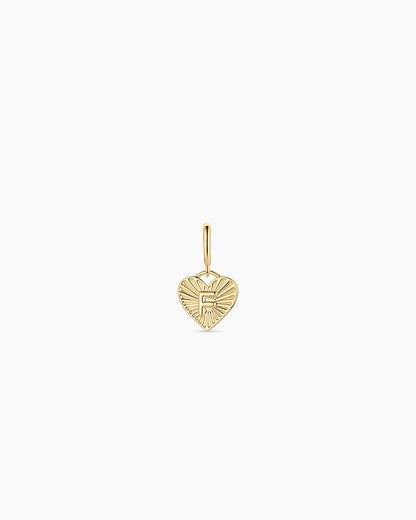 Vintage Heart Alphabet Parker Charm - F || option::18K Gold Plated, F