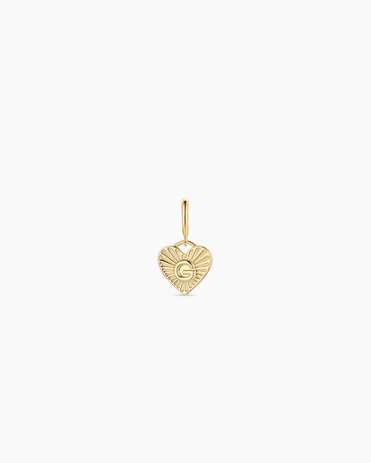 Vintage Heart Alphabet Parker Charm - G || option::18K Gold Plated, G
