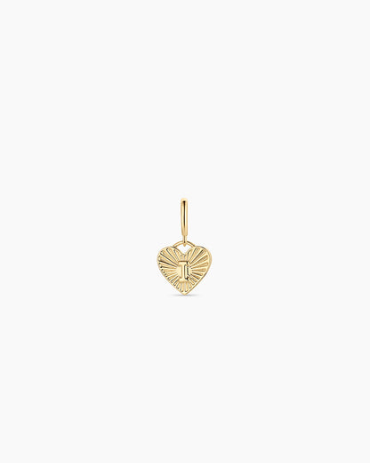Vintage Heart Alphabet Parker Charm - I || option::18K Gold Plated, I
