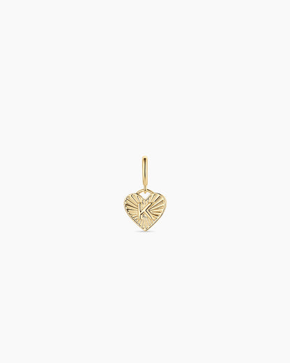 Vintage Heart Alphabet Parker Charm - K || option::18K Gold Plated, K
