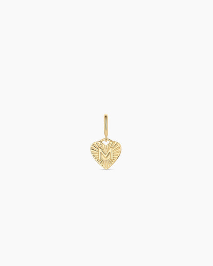 Vintage Heart Alphabet Parker Charm - M || option::18K Gold Plated, M