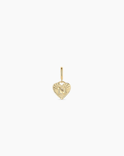 Vintage Heart Alphabet Parker Charm - N || option::18K Gold Plated, N