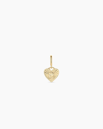 Vintage Heart Alphabet Parker Charm - P || option::18K Gold Plated, P