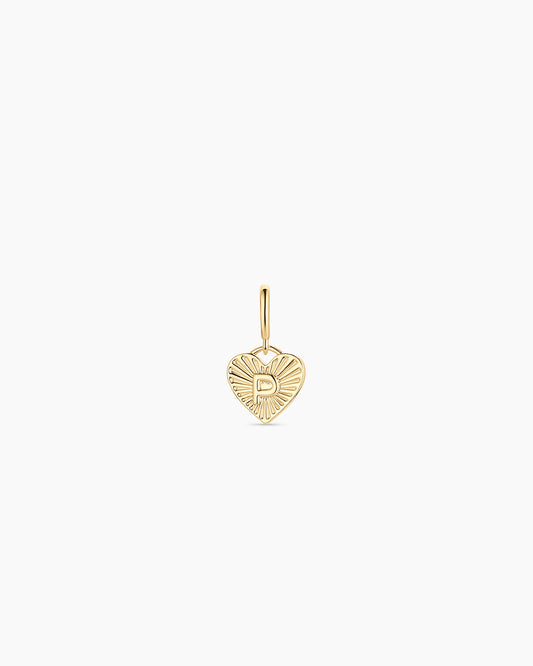 Vintage Heart Alphabet Parker Charm - P || option::18K Gold Plated, P