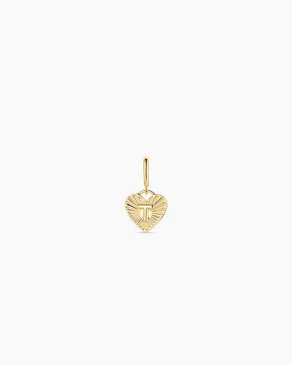 Vintage Heart Alphabet Parker Charm - T || option::18K Gold Plated, T
