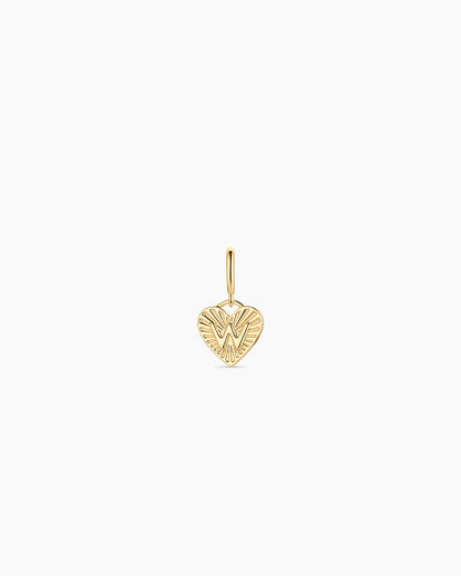 Vintage Heart Alphabet Parker Charm - W || option::18K Gold Plated, W