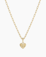 Vintage Heart Alphabet Charm Necklace - A || option::18K Gold Plated, A