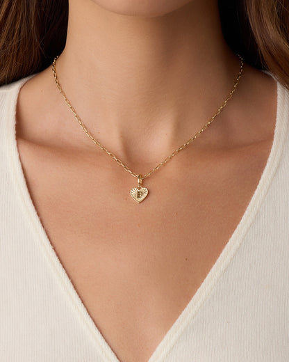 Vintage Heart Alphabet Parker Charm - B || option::18K Gold Plated, B