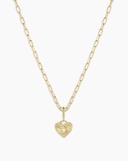 Vintage Heart Alphabet Charm Necklace