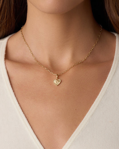 Vintage Heart Alphabet Parker Charm - E || option::18K Gold Plated, E