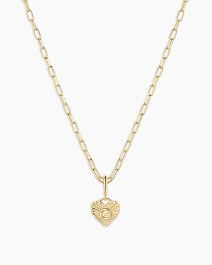 Vintage Heart Alphabet Charm Necklace - G || option::18K Gold Plated, G