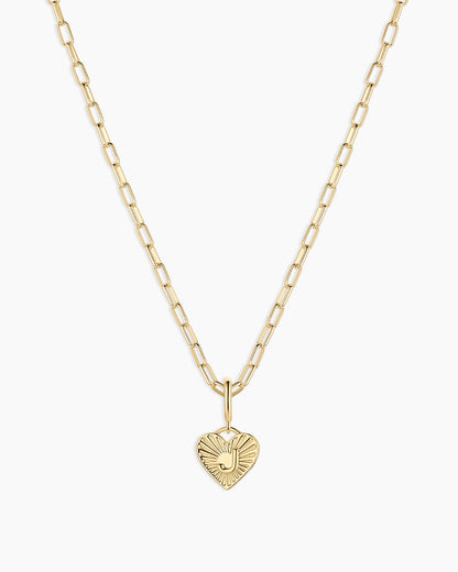 Vintage Heart Alphabet Charm Necklace