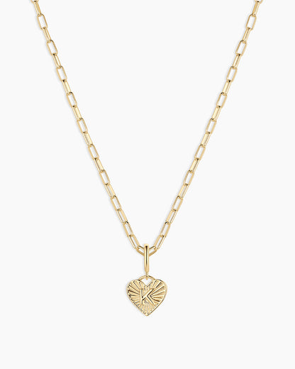 Vintage Heart Alphabet Charm Necklace - K || option::18K Gold Plated, K