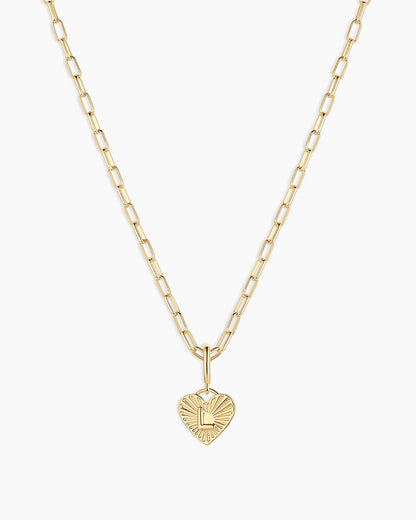 Vintage Heart Alphabet Charm Necklace