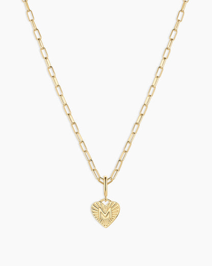 Vintage Heart Alphabet Charm Necklace