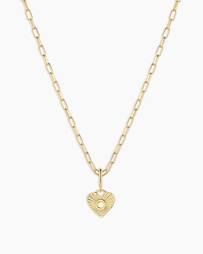 Vintage Heart Alphabet Charm Necklace - O || option::18K Gold Plated, O