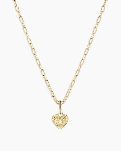 Vintage Heart Alphabet Charm Necklace - Q || option::18K Gold Plated, Q