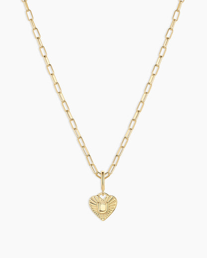 Vintage Heart Alphabet Charm Necklace