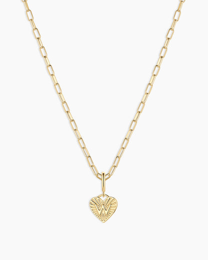 Vintage Heart Alphabet Charm Necklace