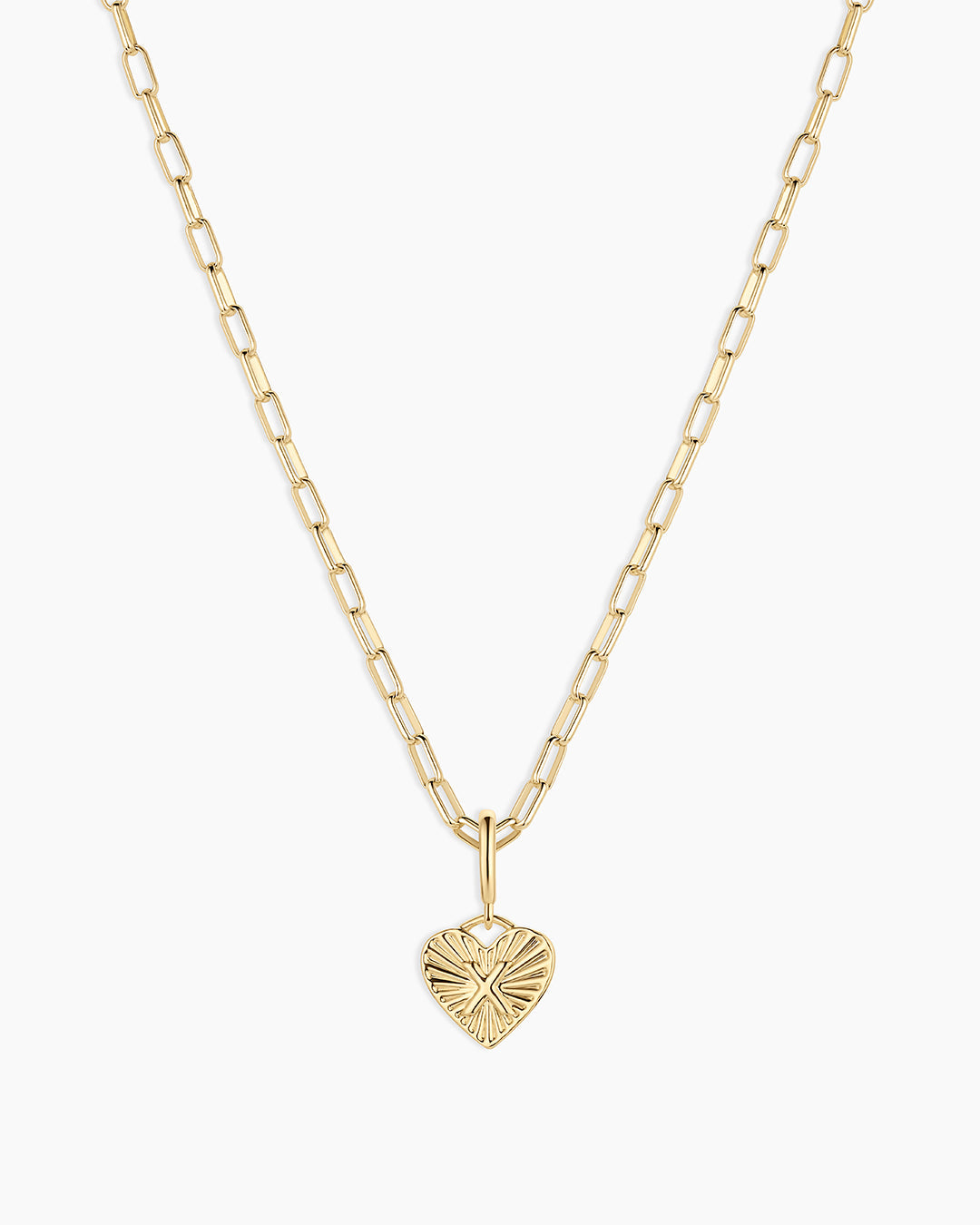 Vintage Heart Alphabet Charm Necklace - X || option::18K Gold Plated, X