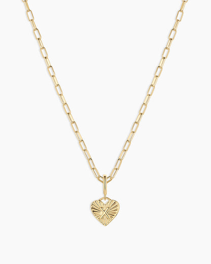 Vintage Heart Alphabet Charm Necklace - X || option::18K Gold Plated, X
