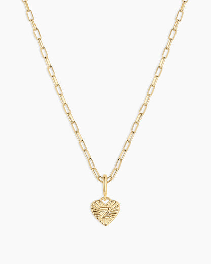 Vintage Heart Alphabet Charm Necklace - Z || option::18K Gold Plated, Z