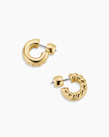 Crew Stacked Huggies || option::18K Gold Plated