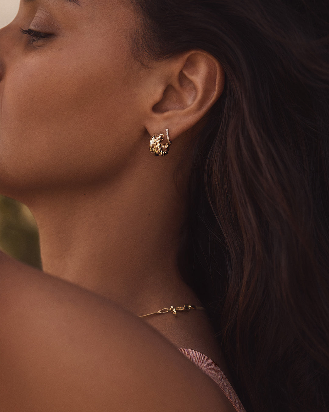 Crew Stacked Huggies || option::18K Gold Plated