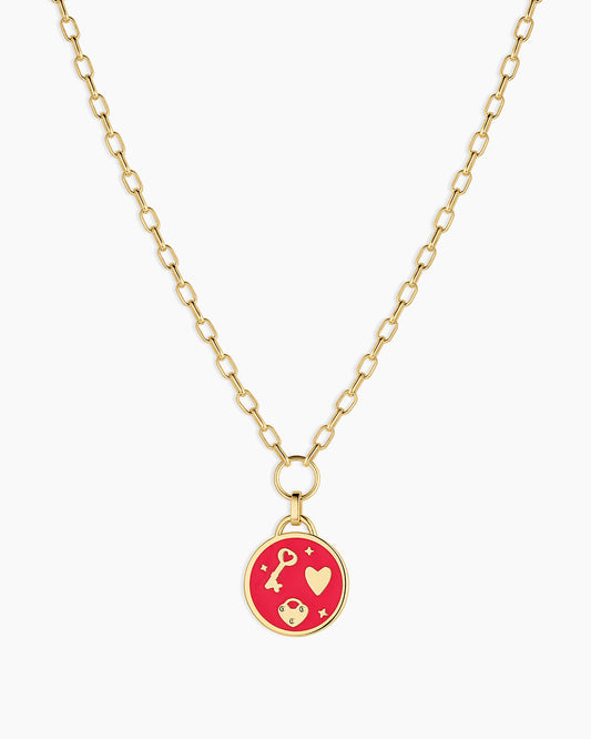 Love U Coin Necklace || option::18K Gold Plated