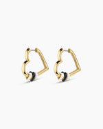 Campbell Heart Bead Hoops || option::18K Gold Plated, Black