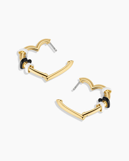 Campbell Heart Bead Hoops || option::18K Gold Plated, Black