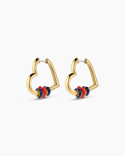 Campbell Heart Bead Hoops || option::18K Gold Plated, Blue
