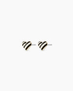 Campbell Enamel Heart Studs || option::18K Gold Plated, Black