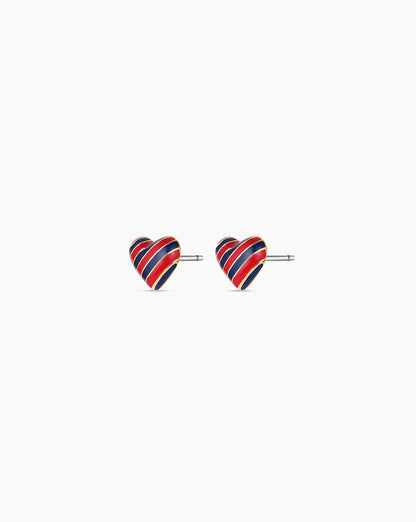 Campbell Enamel Heart Studs || option::18K Gold Plated, Blue