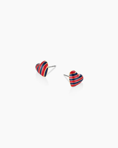 Campbell Enamel Heart Studs || option::18K Gold Plated, Blue