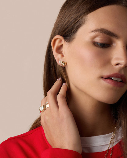 Campbell Heart Studs || option::18K Gold Plated