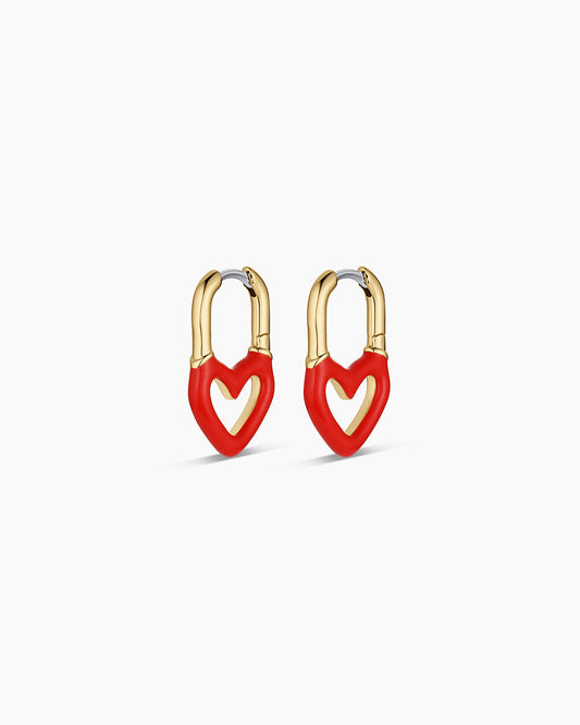Open Heart Enamel Padlock Huggies