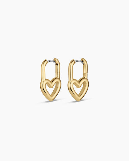 Open Heart Padlock Huggies || option::18K Gold Plated
