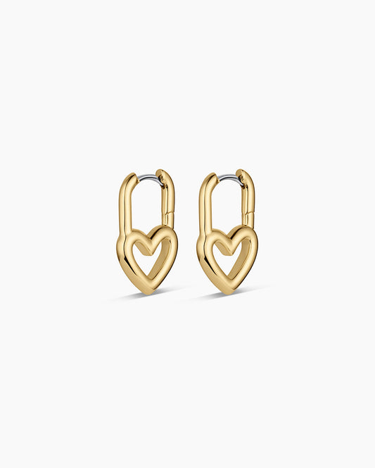 Open Heart Padlock Huggies || option::18K Gold Plated