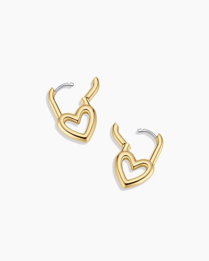 Open Heart Padlock Huggies